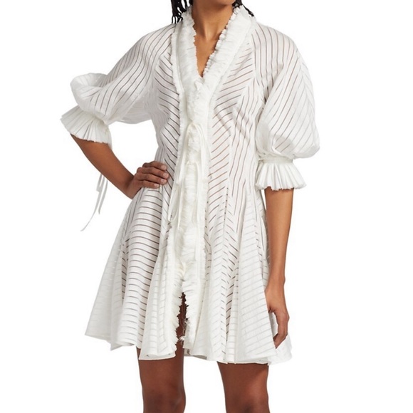 Zimmermann Dresses & Skirts - UNTTLD Antoinette sheer striped ruffle trim dress
